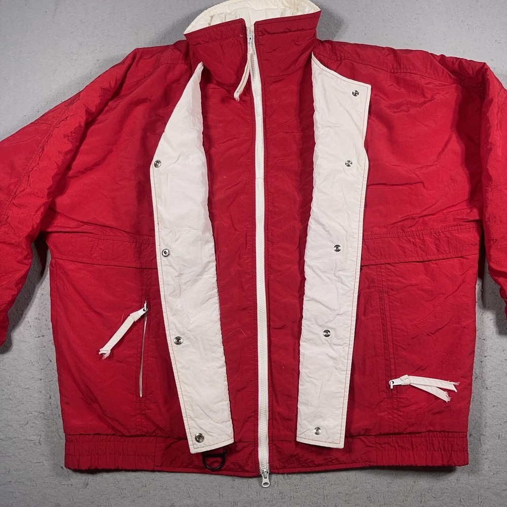 Woolrich Puffer Jacket Women XL Relaxed Red White Insulated Made USA 90s - Picture 7 of 13